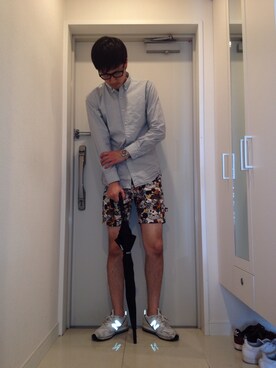 「HERE'S（HERE'S）のアイテム（パンツ）」を使った、ゆーすさん（メンズ・180cm）の夏コーディネート