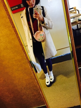 「ロングニット」｜「アイテム（チェスターコート）」を使った、はっちゃん( *癶ω癶*)さん（レディース・162cm）の冬コーディネート