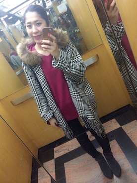 「MANGO（マンゴ）のアイテム（ステンカラーコート）」を使った、壹婕婕壹さん（レディース・163cm）の冬コーディネート