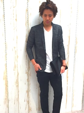「MK MICHEL KLEIN HOMME （エムケーミッシェルクランオム）のアイテム（ジャケット/アウター）」を使った、CHIKARAさん（メンズ・170cm）の夏コーディネート