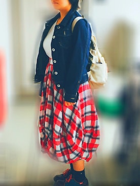 「FUN（ファン）のアイテム（デニムジャケット）」を使った、そめこ。さん（レディース・154cm）の秋コーディネート