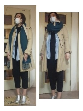 「アイテム（トレンチコート）」を使った、洋梨歩茶子さん（レディース・160cm・30代）の秋コーディネート