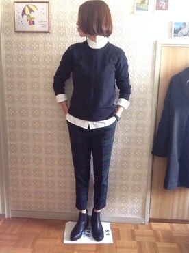 「COMME CA DU MODE（コムサデモード）のアイテム（スウェット）」を使った、ticaさん（レディース・168cm）の秋コーディネート