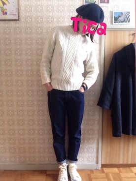 「コンバンース」｜「アイテム（腕時計）」を使った、ticaさん（レディース・168cm）の冬コーディネート