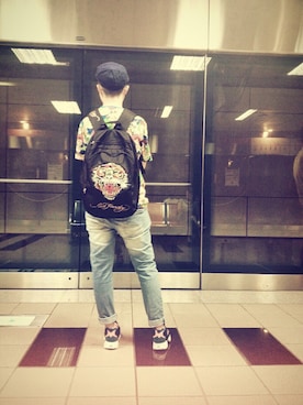 「Ed Hardy（エドハーディー）のアイテム（バッグ）」を使った、Shane Yuanさん（レディース・163cm）の夏コーディネート