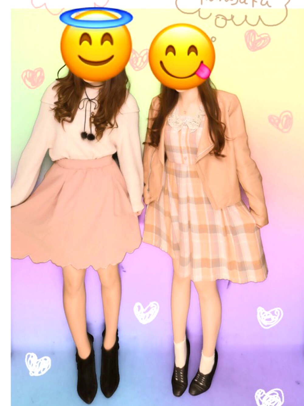「原宿、チェックワンピース、ライダース、秋のコーデ、大人コーデ、ピンク、チェック、カフェ、プリクラ、ワンピース」｜「Auntie Rosaのアイテム（ワンピース、ピンク系）」を使った、nanaさん（レディース・155cm）の秋コーディネートの1枚目の写真