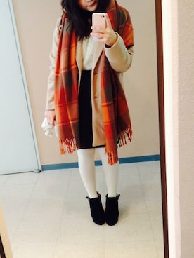 「Chico（チコ）のアイテム（ノーカラージャケット）」を使った、acha#0さん（レディース・153cm）の冬コーディネート