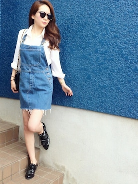 「TODAYFUL（トゥデイフル）のアイテム（サロペット/オーバーオール）」を使った、shino◡̈*❤︎さん（レディース・154cm）の夏コーディネート