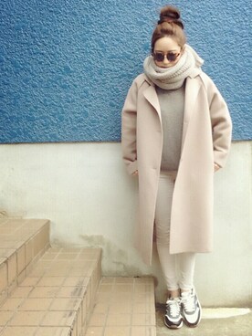 「DHOLIC（ディーホリック）のアイテム（その他アウター）」を使った、shino◡̈*❤︎さん（レディース・154cm）の冬コーディネート