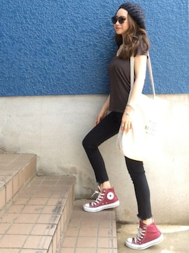 「Dieu（ディユウ）のアイテム（帽子）」を使った、shino◡̈*❤︎さん（レディース・154cm）の夏コーディネート