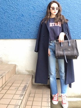 「リーバイス501」｜「アイテム（チェスターコート）」を使った、shino◡̈*❤︎さん（レディース・154cm）の秋コーディネート