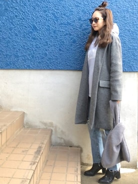 「DHOLIC（ディーホリック）のアイテム（チェスターコート）」を使った、shino◡̈*❤︎さん（レディース・154cm）の秋コーディネート