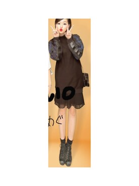 「ひざ丈スカート」｜「アイテム（スウェット）」を使った、MEGさん（レディース・173cm）の秋コーディネート
