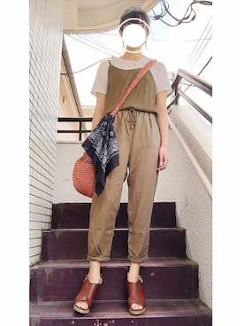 「Cou Cou!（クゥクゥ）のアイテム」を使った、かのさん（レディース・165cm）の夏コーディネート