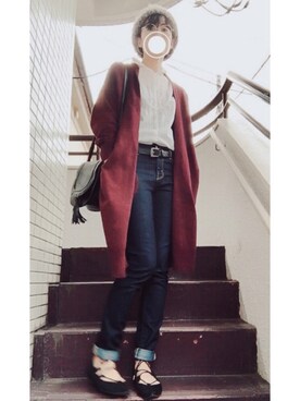「AS KNOW AS PINKY（アズノゥアズピンキー）のアイテム（ハンチング/ベレー帽）」を使った、かのさん（レディース・165cm）の秋コーディネート