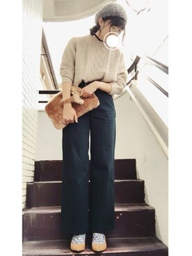 「AS KNOW AS PINKY（アズノゥアズピンキー）のアイテム（ハンチング/ベレー帽）」を使った、かのさん（レディース・165cm）の秋コーディネート