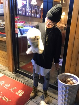 「狗のアイテム（その他、ホワイト系）」を使った、Garyさん（メンズ・168cm）の秋コーディネート
