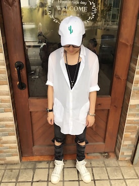 「GATのアイテム（シャツ/ブラウス、ホワイト系）」を使った、Garyさん（メンズ・168cm）の秋コーディネート