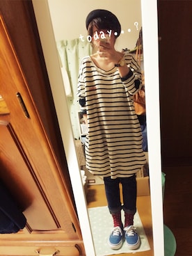 「ゆるゆる」｜「アイテム（ハンチング/ベレー帽）」を使った、ユズルさん（レディース・151cm）の秋コーディネート