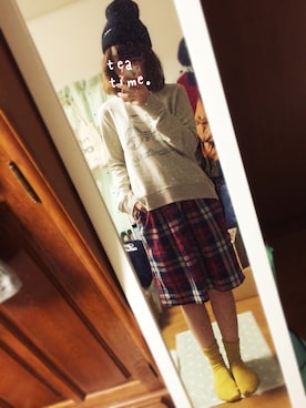 「モヘアニット帽」｜ユズルさん（レディース・151cm）の秋コーディネート