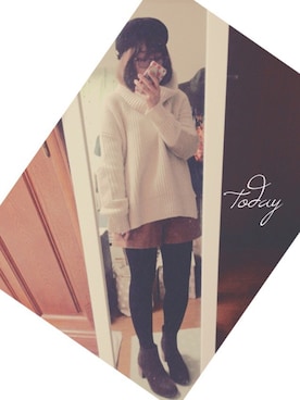 「ショーパン」｜「アイテム（ハンチング/ベレー帽）」を使った、ユズルさん（レディース・151cm）の冬コーディネート
