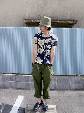 「IOLANI（イオラニ）のアイテム」を使った、KONAKAさん（メンズ・172cm）の夏コーディネート