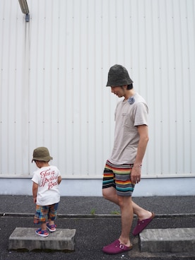 「HAPPYBOUNCE（ハッピーバウンス）のアイテム」を使った、KONAKAさん（メンズ・172cm）の夏コーディネート