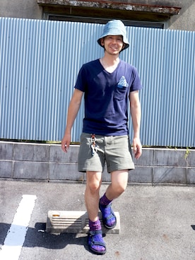 「BEAMS BOY（ビームスボーイ）のアイテム（ハット）」を使った、KONAKAさん（メンズ・172cm）の夏コーディネート