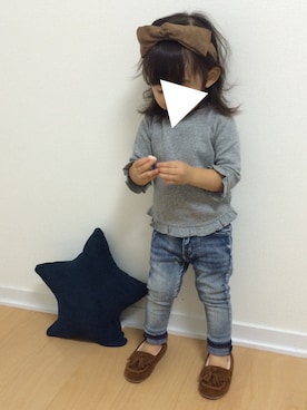 「アイテム（モカシン/デッキシューズ）」を使った、saaa(ӧ)さん（キッズ・90cm）の秋コーディネート