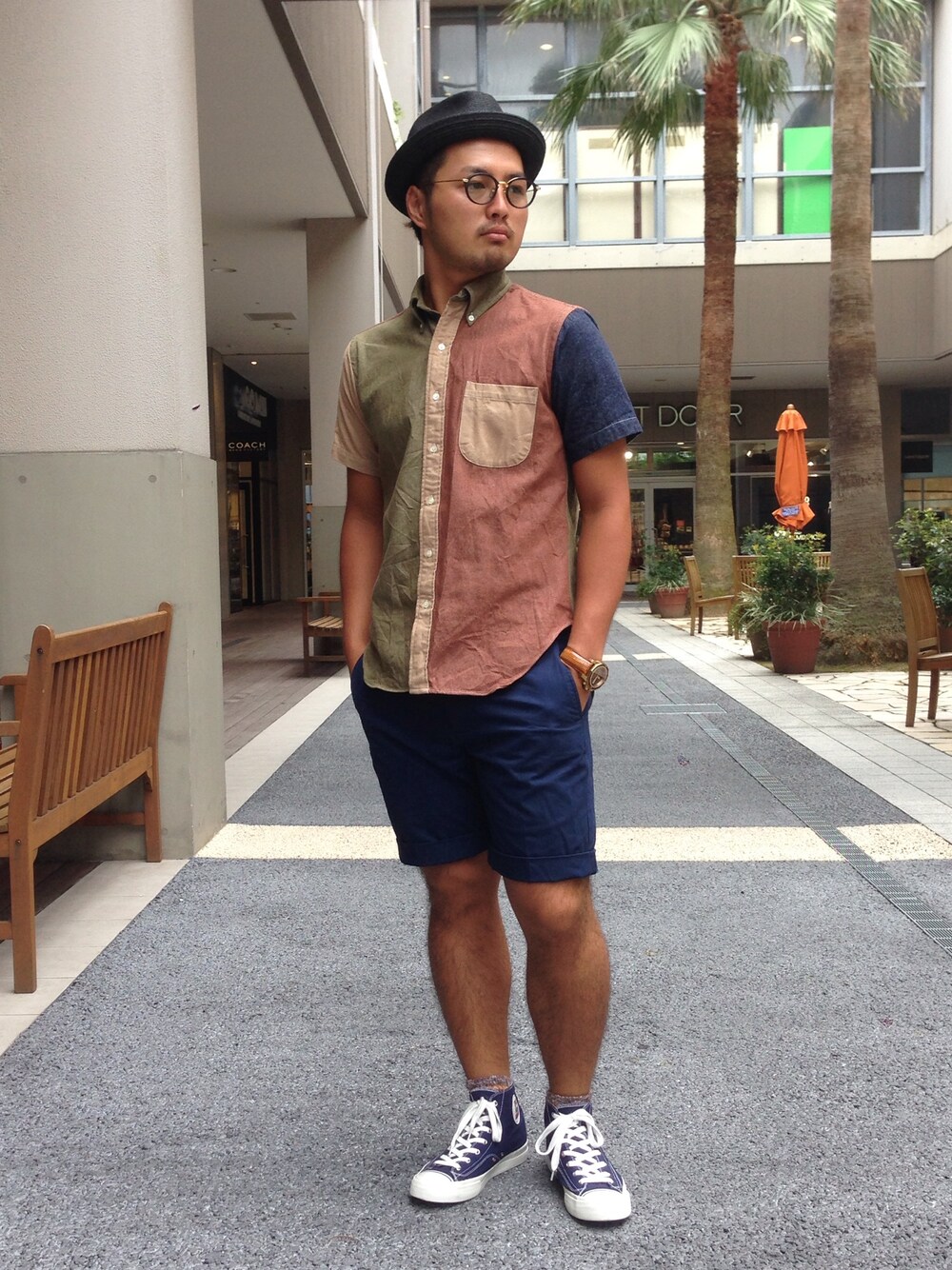 「THOM BROWNE、Mark McNairy、PRO-keds、BROOKS BROTHERS、bailey」｜「MARK MCNAIRYのアイテム（シャツ/ブラウス、グリーン系）」を使った、daisonさん（メンズ・176cm）の夏コーディネートの1枚目の写真