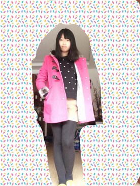 「アイテム（ピーコート、ピンク系）」を使った、草莓子さん（レディース・168cm）の冬コーディネート