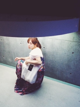 「ラッフルスリーブ」｜「アイテム（Tシャツ/カットソー）」を使った、diaryさん（レディース・152cm）の夏コーディネート