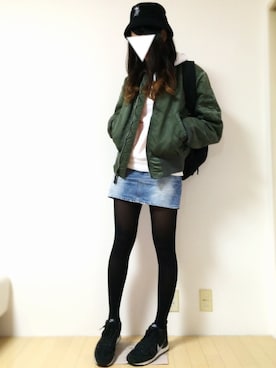「adidas（アディダス）のアイテム（ハット）」を使った、かりんさん（レディース・166cm）の冬コーディネート