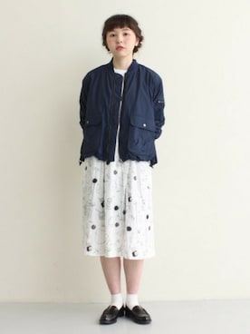 「アイテム（マウンテンパーカー、ブルー系）」を使った、I am I ONEROOMさん（レディース・160cm）の春コーディネート