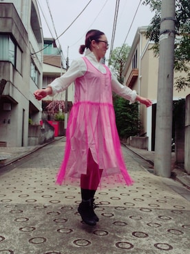 「アイテム（シャツワンピース、ホワイト系）」を使った、I am I ONEROOMさん（レディース・160cm）の冬コーディネート