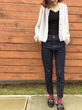 「JELLY BEANS（ジェリービーンズ）の【Made in Japan】ビットローファーミュール(112-7220)JELLY BEANS(ジェリービーンズ)（サンダル）」を使った、ukapiさん（レディース・158cm）の秋コーディネート