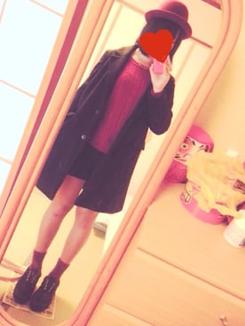 「red」｜「アイテム（チェスターコート）」を使った、まやさん（レディース・158cm）の冬コーディネート