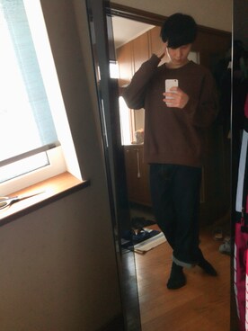 「Levi's（リーバイス）のアイテム（デニムパンツ、ブラック系）」を使った、いぶいぶさん（メンズ・176cm）の冬コーディネート
