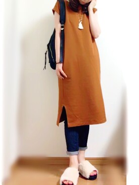 「UNIQLO（ユニクロ）のWOMEN ウルトラストレッチジーンズ（デニムパンツ）」を使った、Miiさん（レディース・158cm）の夏コーディネート