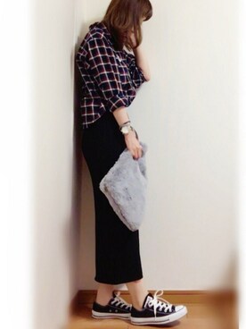 Miiさんの「WOMEN メリノブレンドリブスカート」を使ったコーディネート