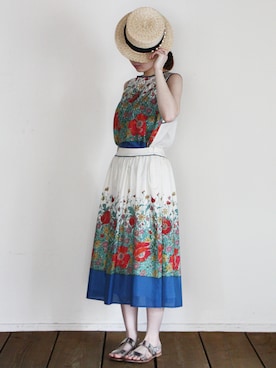 「hat」｜「アイテム（帽子）」を使った、ネセセアさん（レディース・161cm）の春コーディネート