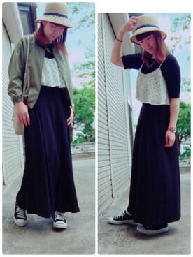 「H&M（エイチ・アンド・エム）のアイテム（キャミソール、ホワイト系）」を使った、YUMIさん（レディース・168cm）の春コーディネート