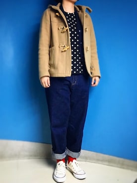 「BEAMS BOY（ビームスボーイ）のアイテム（ダッフルコート）」を使った、kameさん（レディース・157cm）の秋コーディネート