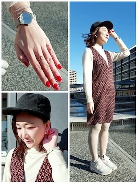 「リング」｜「アイテム（腕時計）」を使った、sayakaさん（レディース・157cm）の冬コーディネート