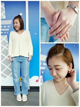 「ete（エテ）のアイテム（リング）」を使った、sayakaさん（レディース・157cm）の冬コーディネート