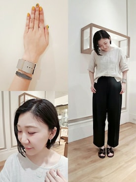 「アイテム（アナログ腕時計、グレー系）」を使った、sayakaさん（レディース・157cm）の夏コーディネート