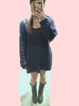 「AZUL by moussy（アズールバイマウジー）のアイテム（タンクトップ）」を使った、ちえぞーさん（レディース・163cm）の冬コーディネート