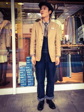 「KNOX（ノックス）のデニムキャスケット（その他、ブラック系）」を使った、MASAKI IZUMIDAさん（メンズ・175cm）の冬コーディネート