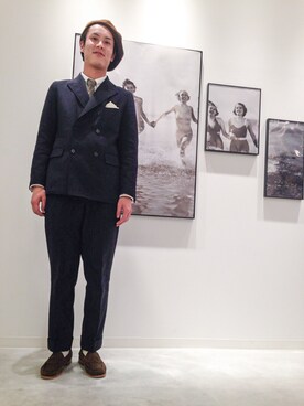 「OCTAVE OCTAVE（オクターブオクターブ）のアイテム（ハンチング/ベレー帽）」を使った、MASAKI IZUMIDAさん（メンズ・174cm）の冬コーディネート