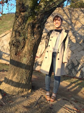 「UNIQLO（ユニクロ）のWOMEN ウルトラストレッチジーンズ（デニムパンツ）」を使った、sayakaさん（レディース・158cm）の秋コーディネート